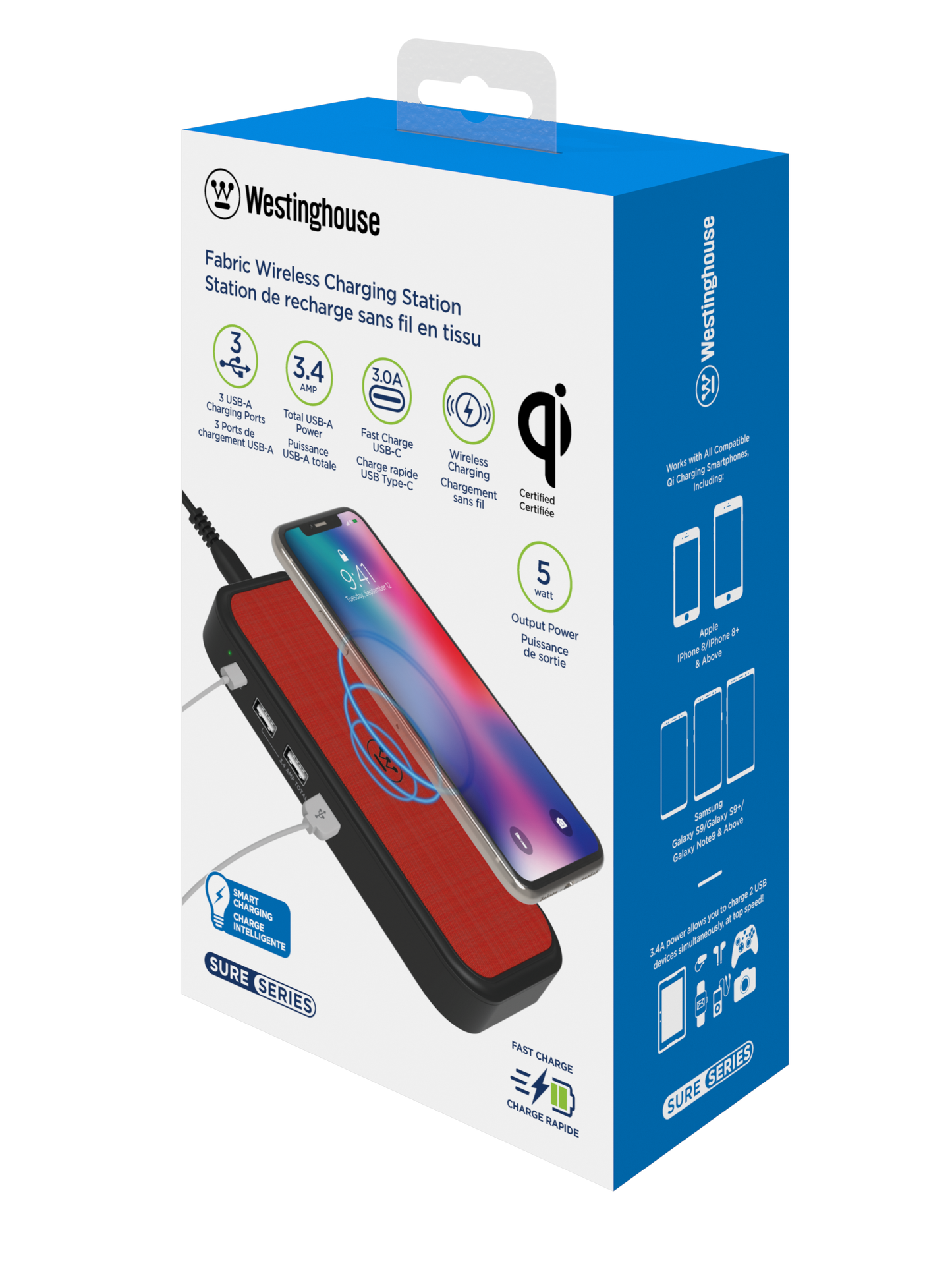 Westinghouse Wireless Qi USB-C charging Hub, Case of 3