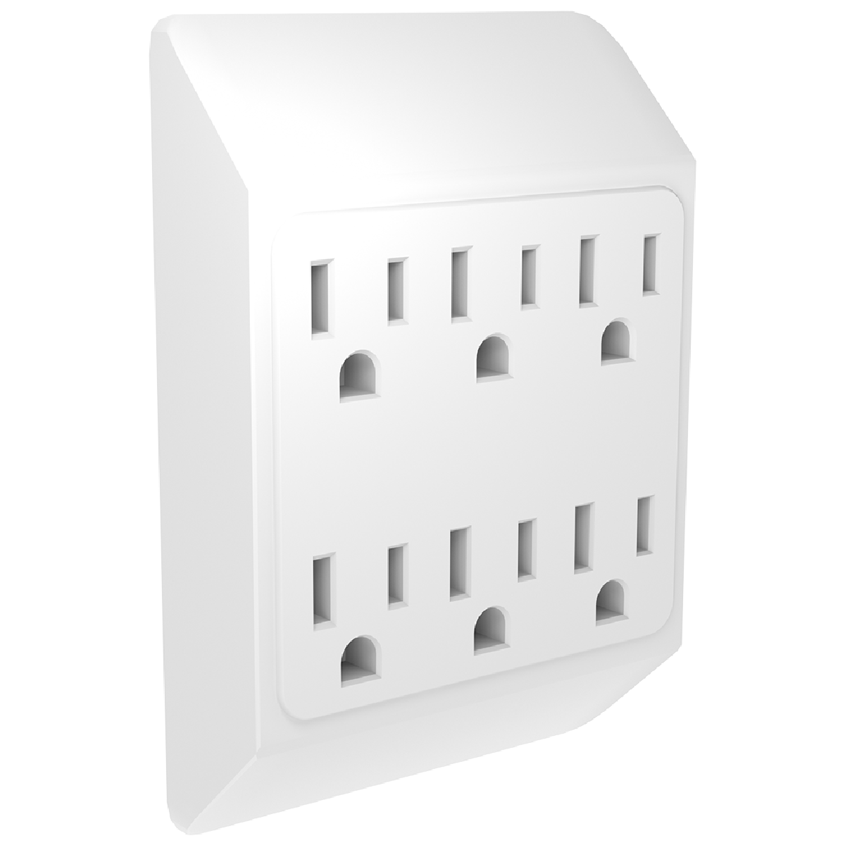 Stanley 30346 6-Outlet Wall Tap with Grounded 6-Outlet Wall Adapter, White