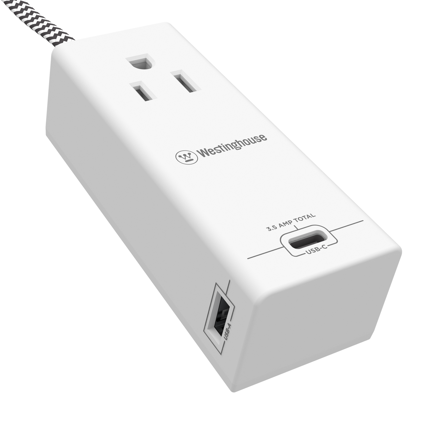 Westinghouse 12FT 1-Outlet Fabric Braided USB Extension Cord