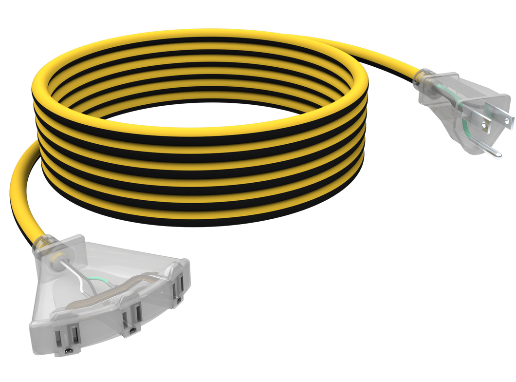 STANLEY 25 FT Heavy 3-Outlet Duty Contractor Grade Extension Cord, Yellow/Black, Case of 12