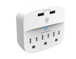 Westinghouse® Wall Surge 3. 3-Outlet 2 USB Wall Adapter, Case of 6
