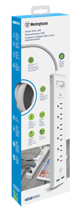 Westinghouse Surge Strip USB Black, 6 Outlet 2 USB, Case of 6