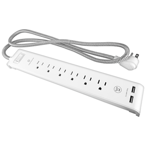 Westinghouse Surge Strip USB Black, 6 Outlet 2 USB, Case of 6