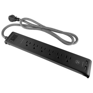Westinghouse Surge Strip USB Black, 6 Outlet 2 USB, Case of 6