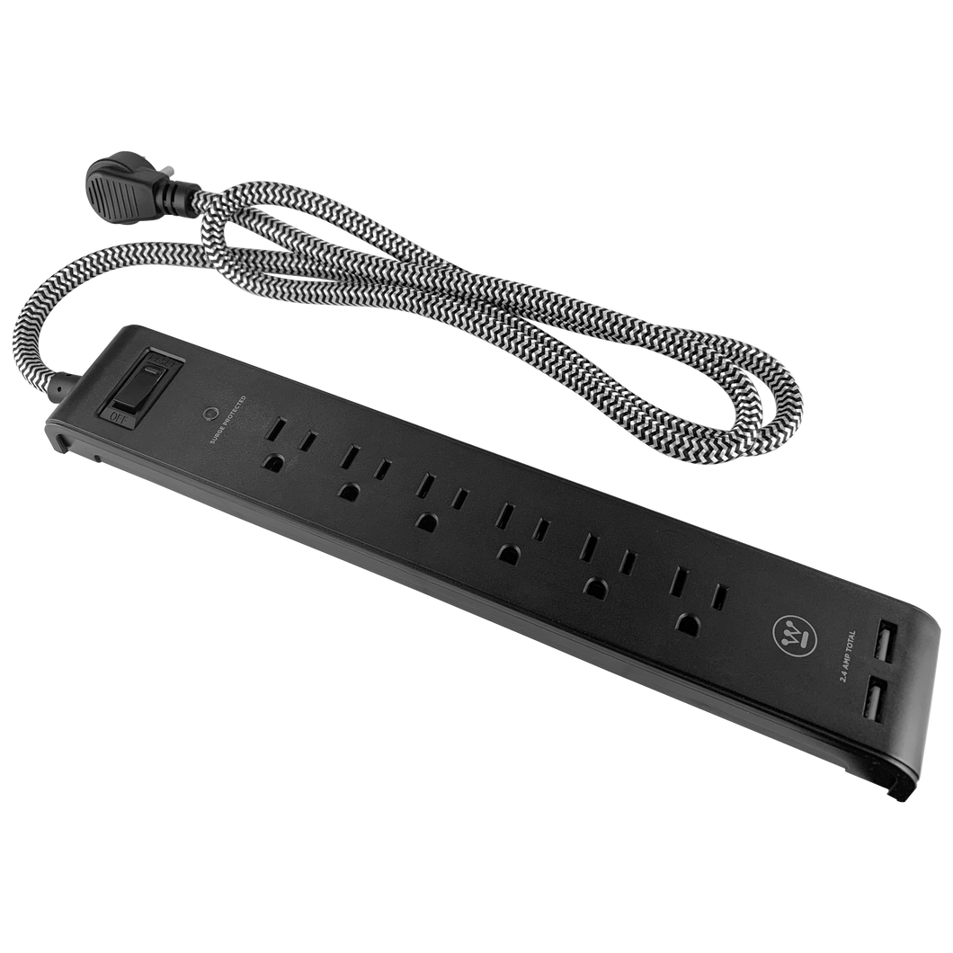 Westinghouse Surge Strip USB Black, 6 Outlet 2 USB, Case of 6