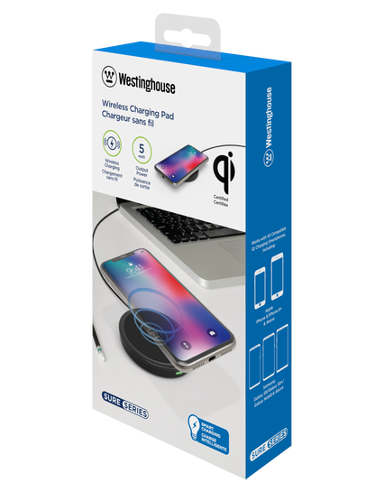 Westinghouse 5 Watt Qi Certified Wireless Charging Pad, Case of 4
